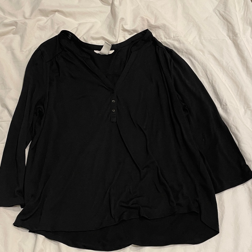 H&M Black Blouse with Button Detail